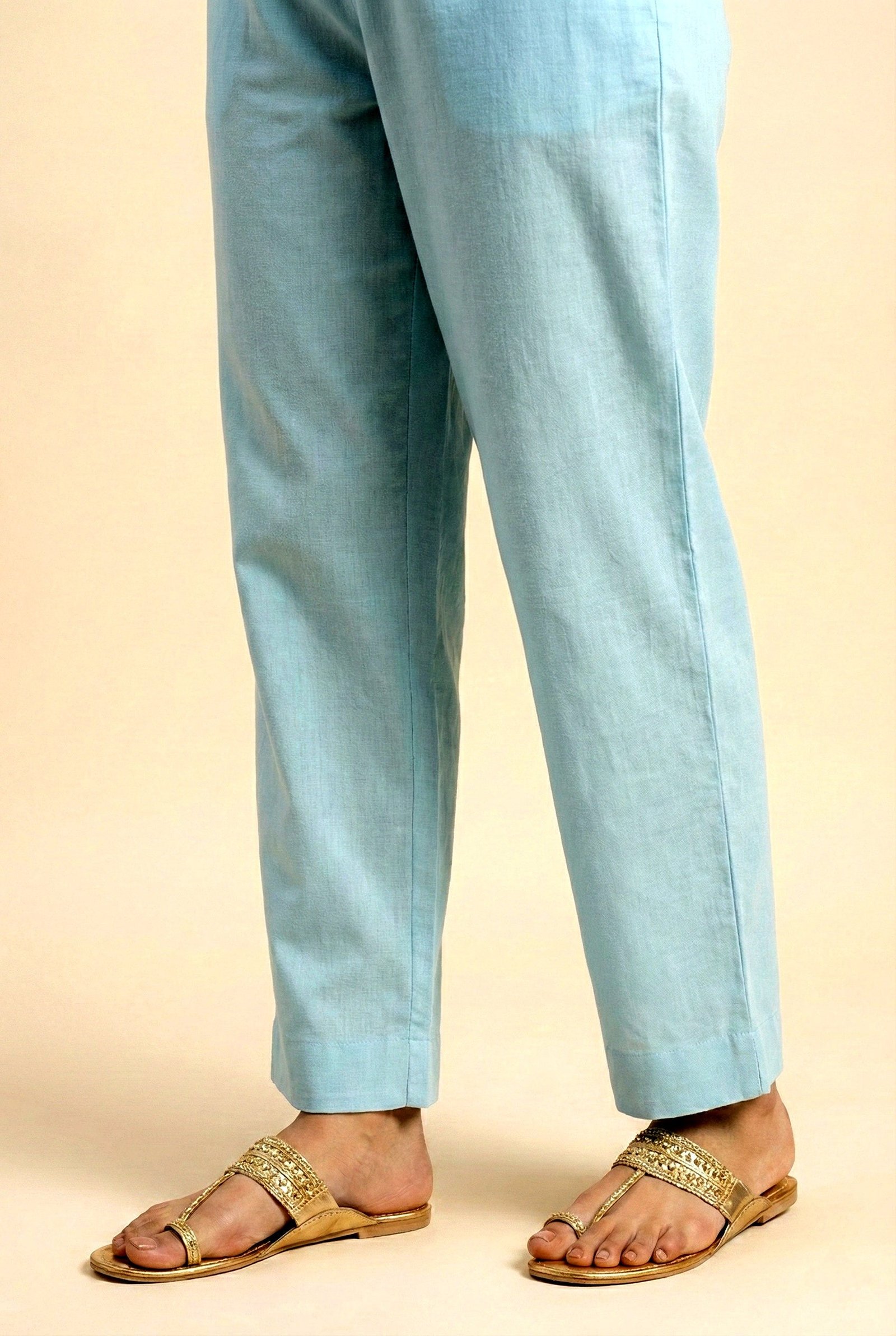 Sky Blue Rayon With Beads And Floral Digital Print Three Piece Set - Image 8