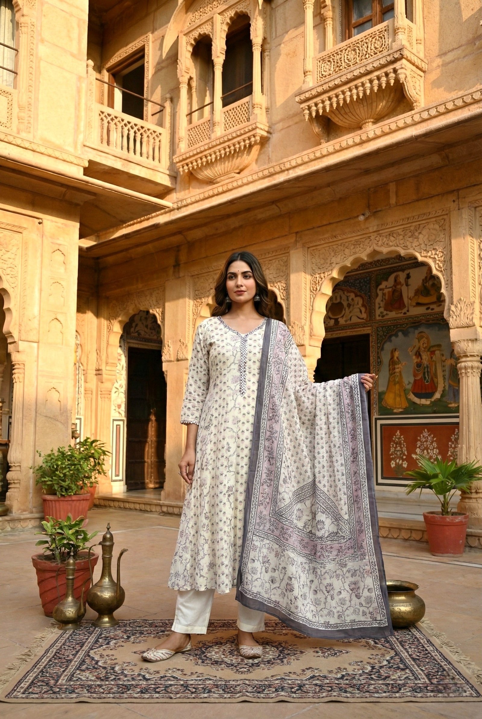 Onion Cotton Floral Digital Printed Three Piece Set