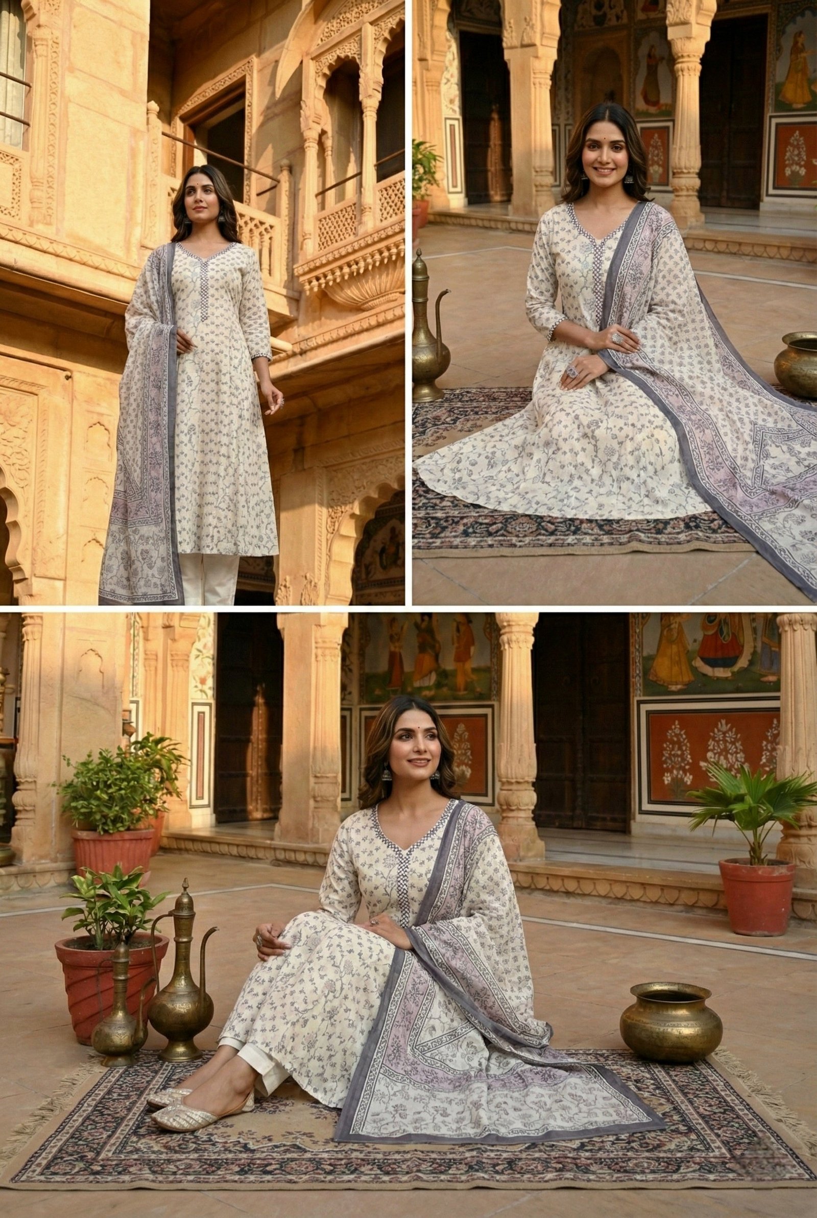 Onion Cotton Floral Digital Printed Three Piece Set - Image 5