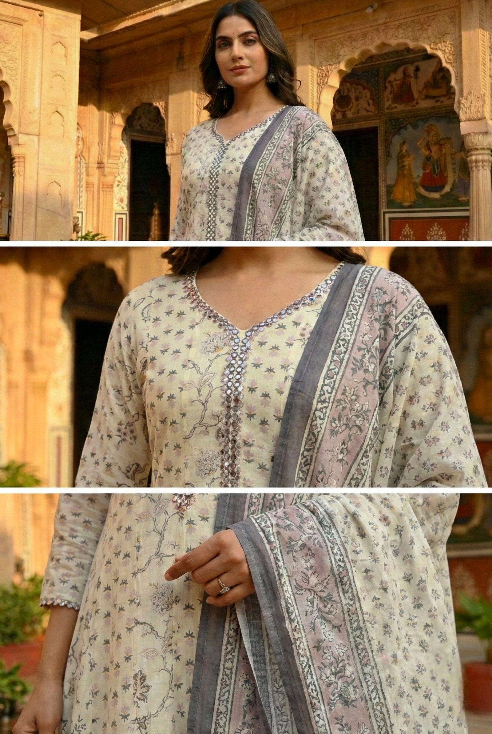 Onion Cotton Floral Digital Printed Three Piece Set - Image 6