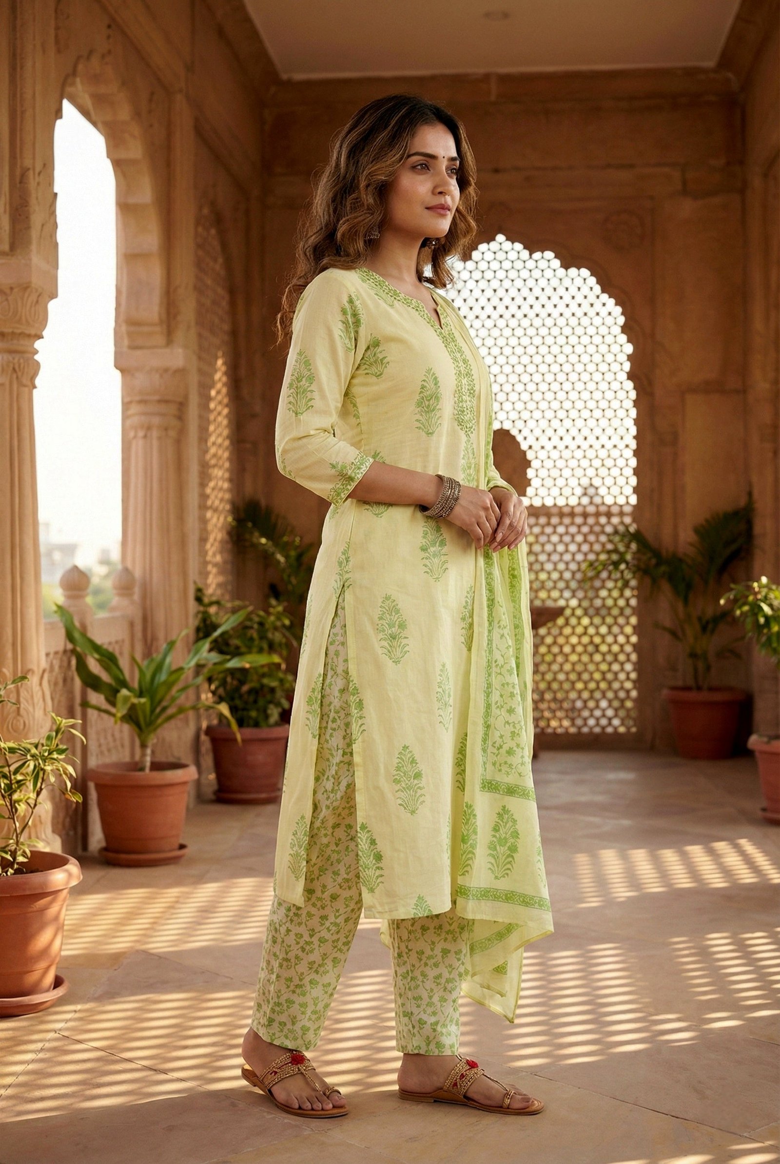 Pista Cotton Thread Embroidery Suit Set - Image 2