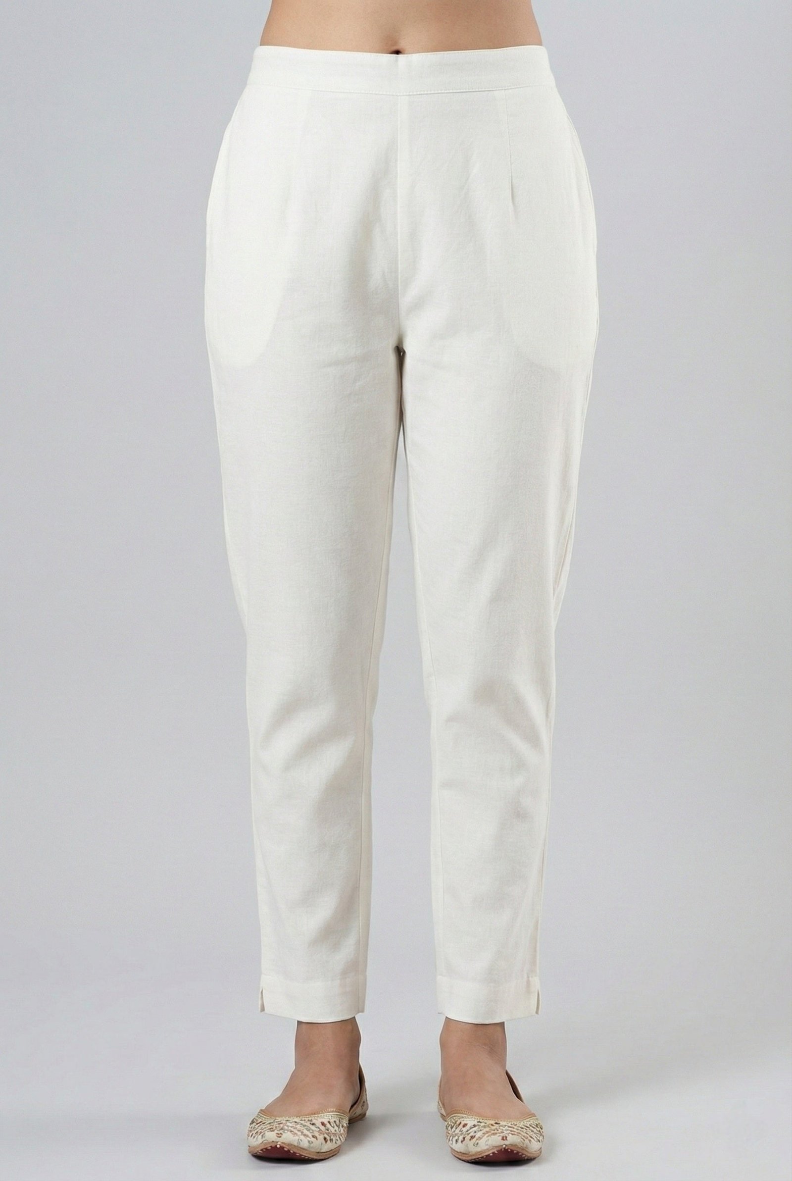 White Silk Hand Embroidery Three Piece Set - Image 6