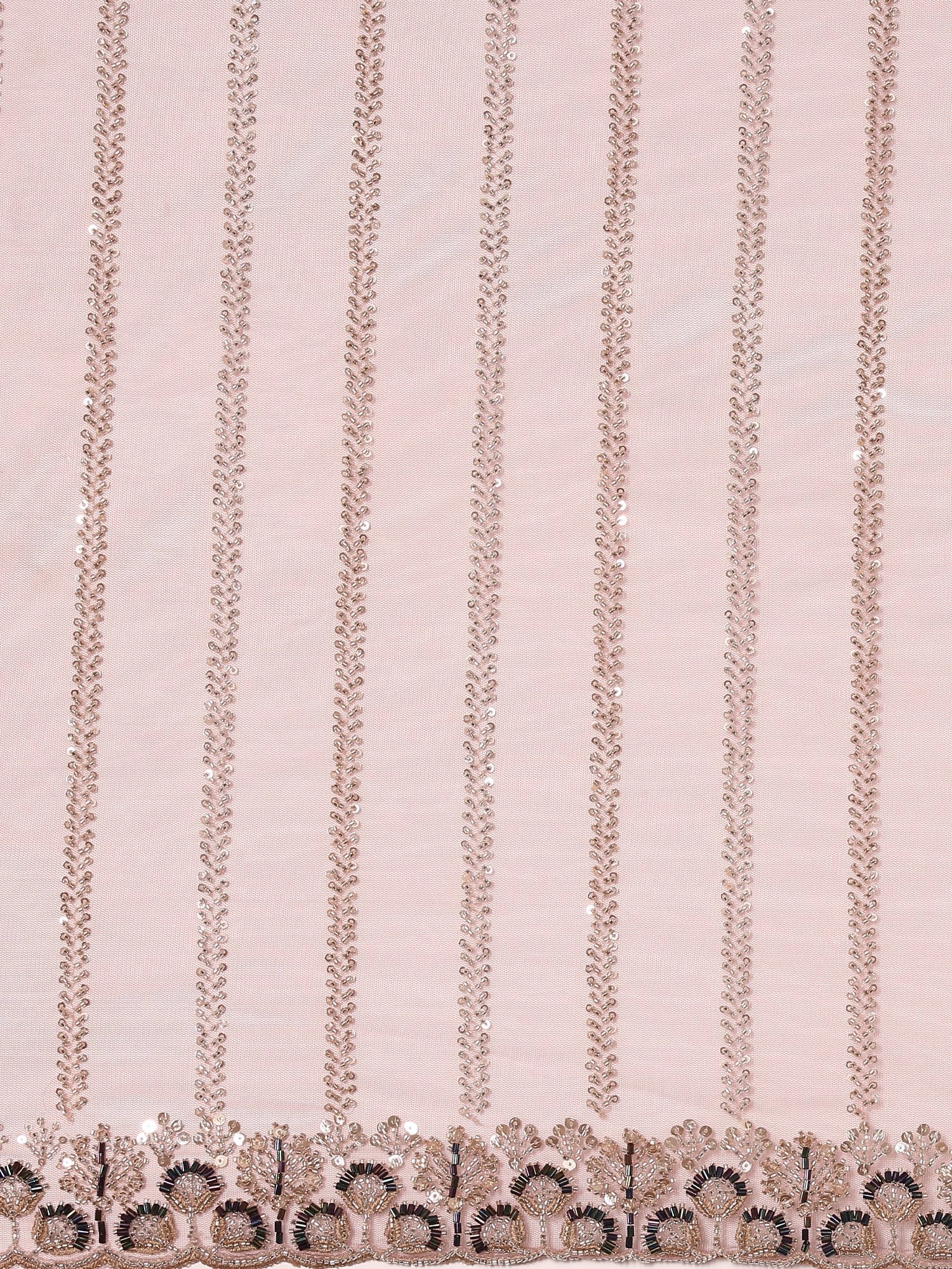 Onion Pink Net Embroidery Saree - Image 5