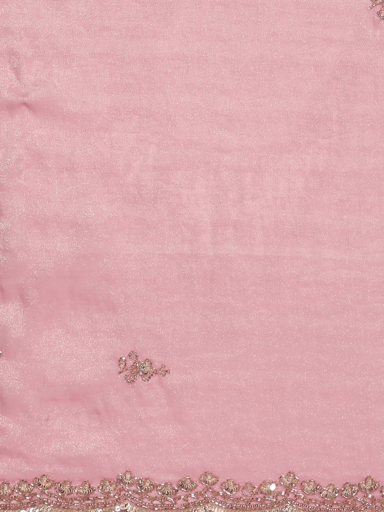 Onion Pink Jacquard Zari Embroidery Saree - Image 5