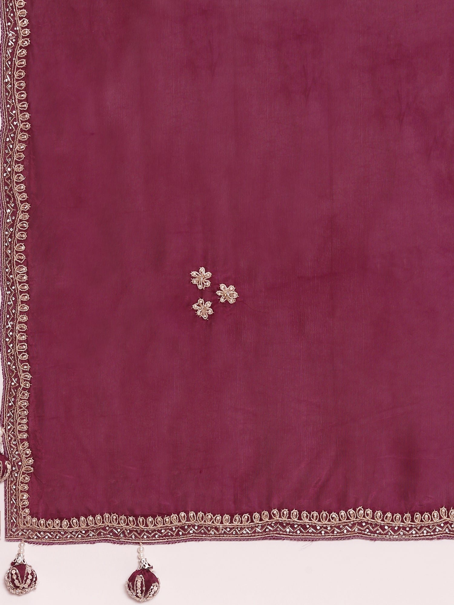 Purple Crepe Embroidery Saree With Readymade Blouse - Image 7