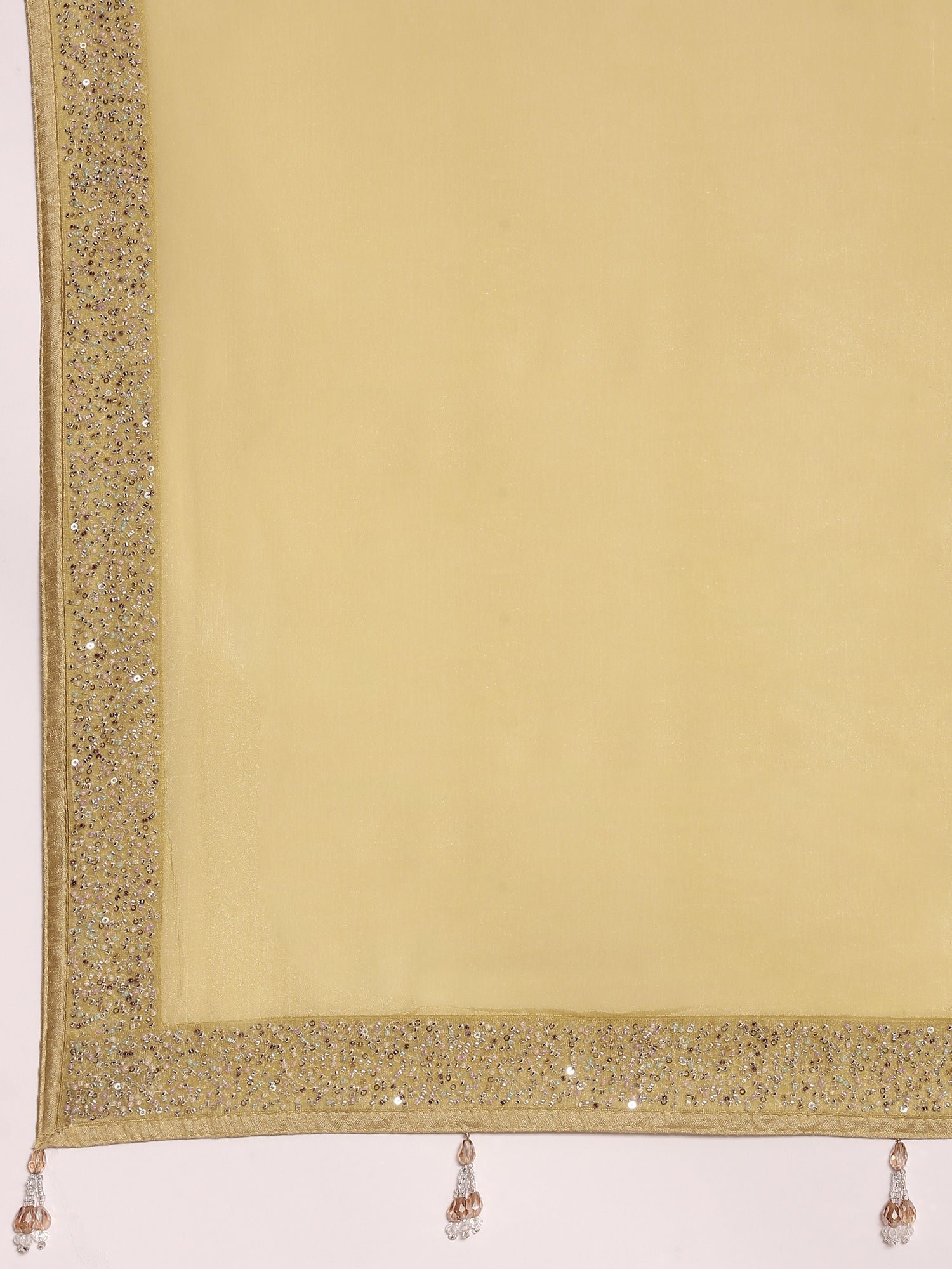 Lime Green Crepe Stone And Thread Embroidery Saree With Readymade Blouse - Image 6