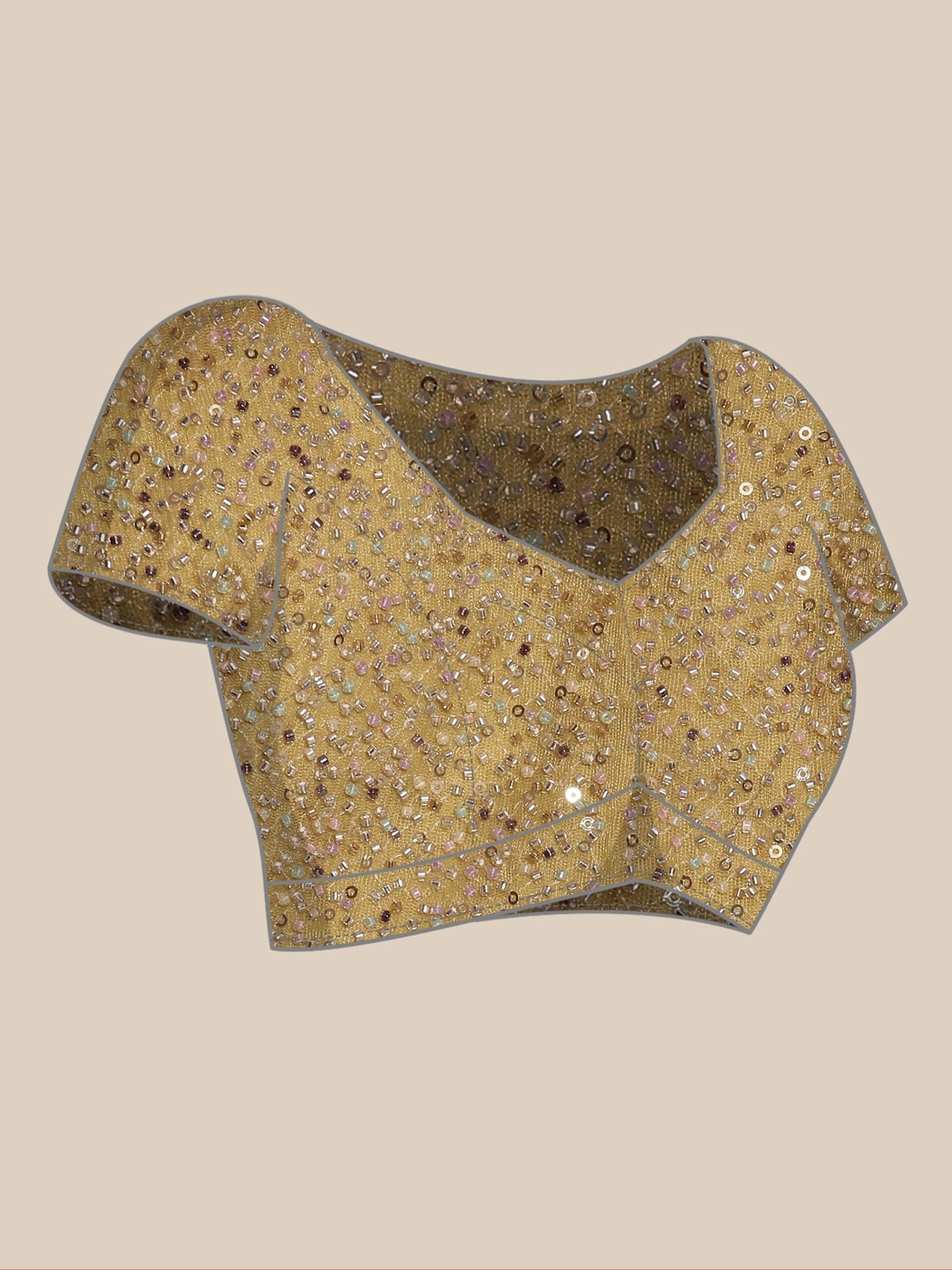 Lime Green Crepe Stone And Thread Embroidery Saree With Readymade Blouse - Image 8